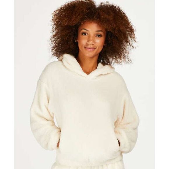 GAP Teddy Hoodie Faux Fur Juniors Pullover Sweater Size 10 - Picture 1 of 8